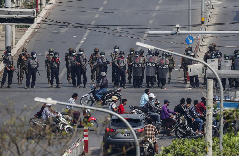 Myanmar police deploy early to crank up pressure on protests