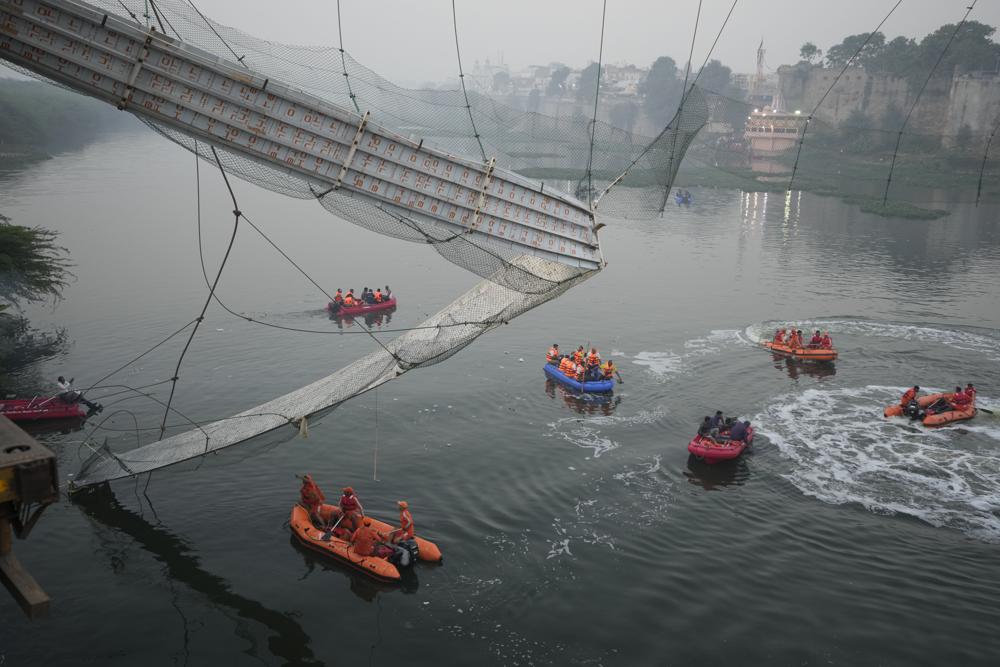 A look at the suspension bridge that collapsed in India