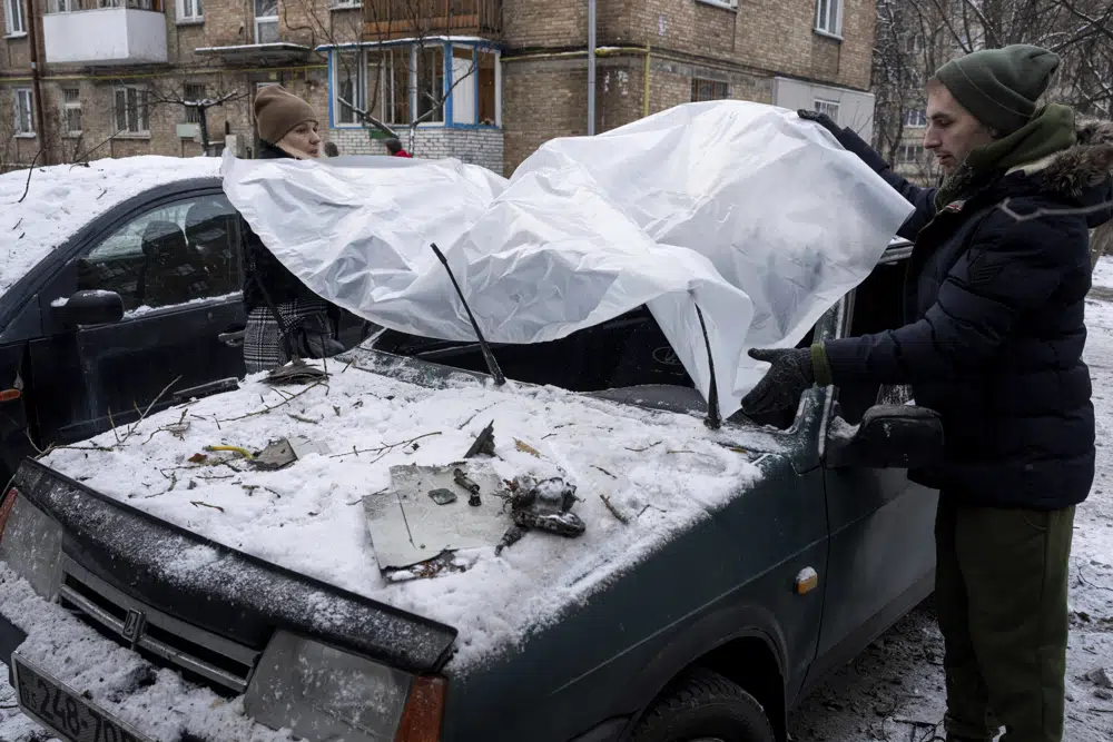 Russian strikes thwarted, wreckage hits buildings