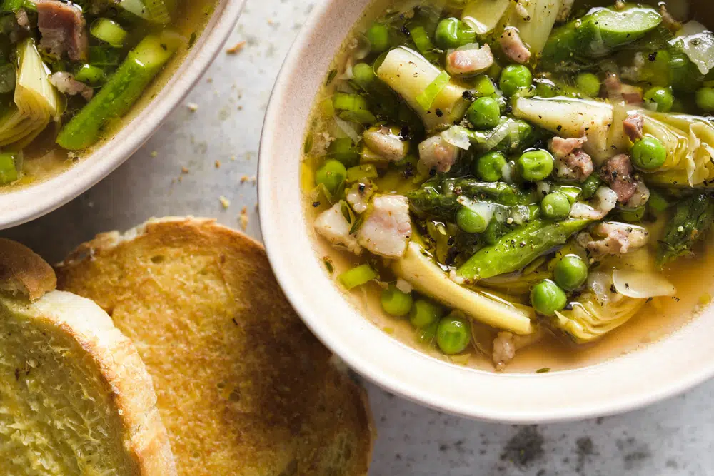 Tuscan spring soup satisfies without being heavy