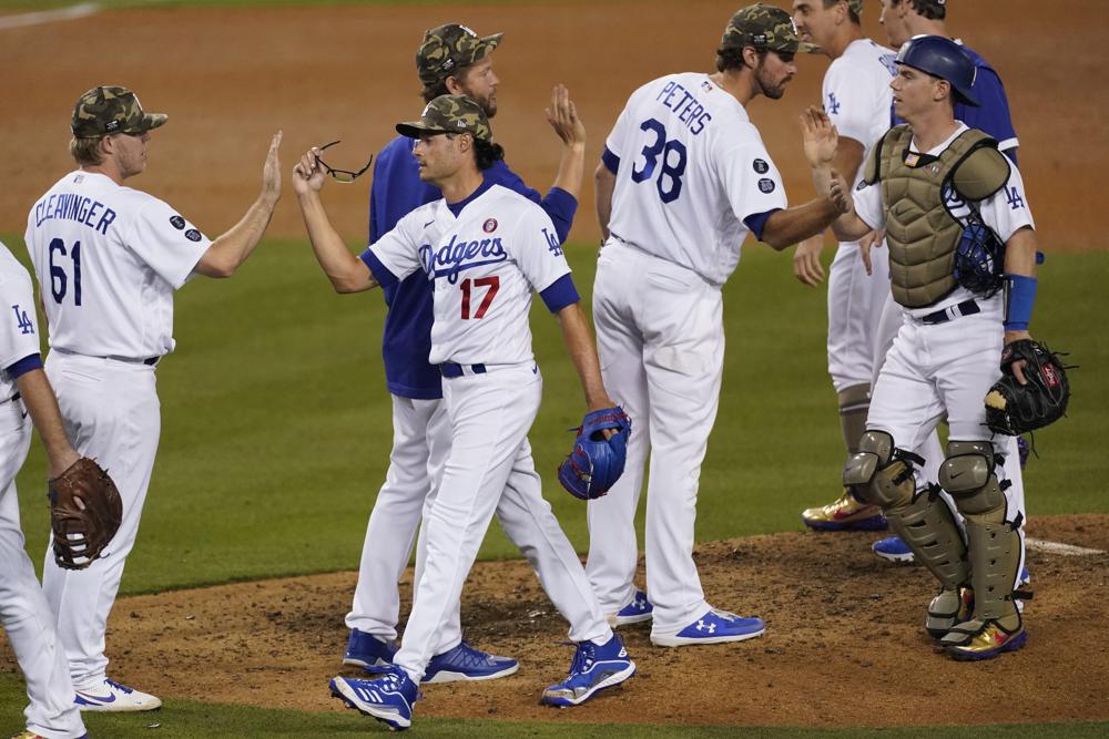 Bauer K’s 10, Muncy has 3 hits as Dodgers blank Marlins 7-0