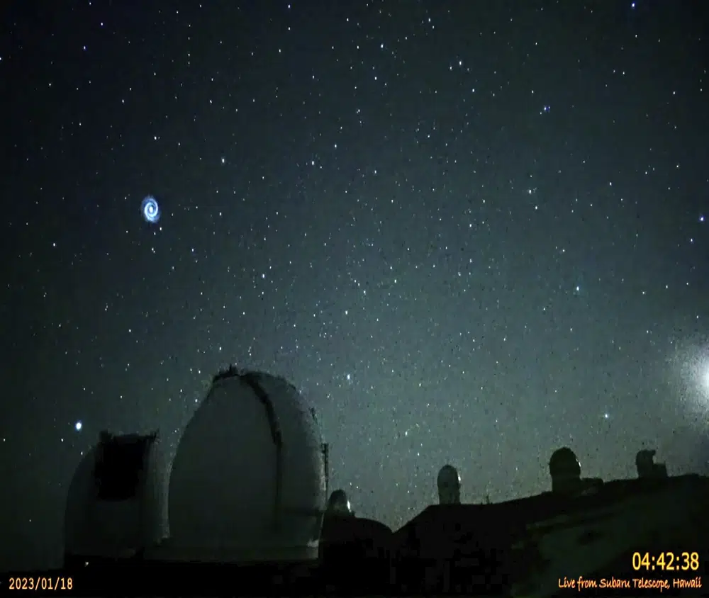 Camera captures night sky spiral