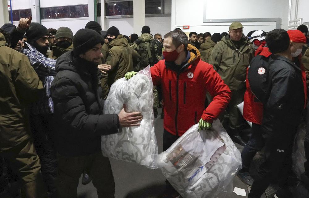 Belarus taking away migrants at the border camp