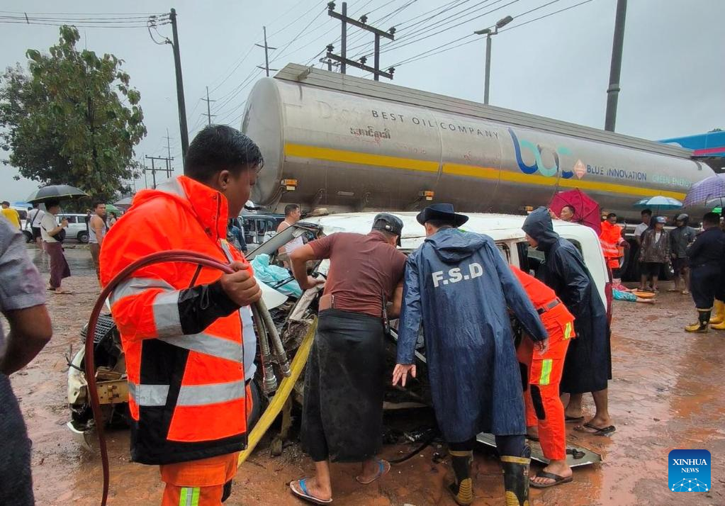 4 people killed in car collision in Myanmar’s Yangon