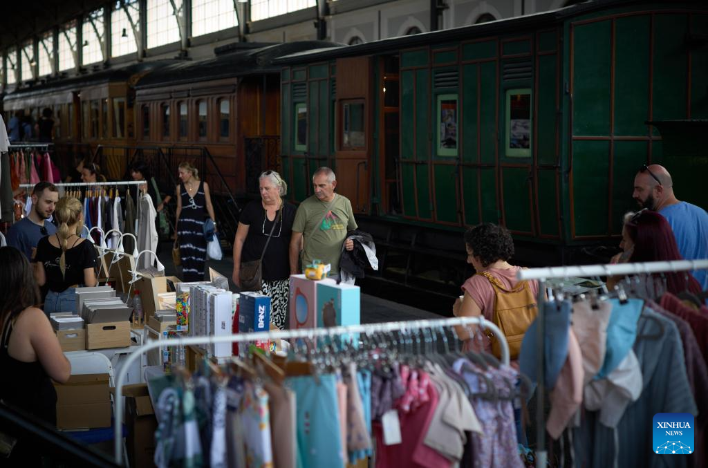 Train market held at Madrid Train Museum in Spain