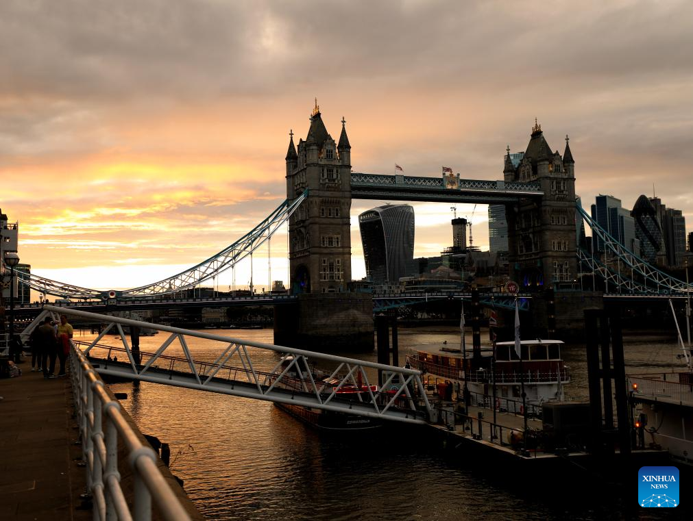 View of sunset in London