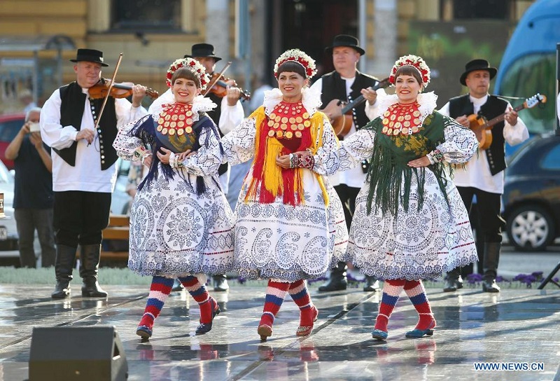 Folk dance performed on outdoor summer stage in Croatia