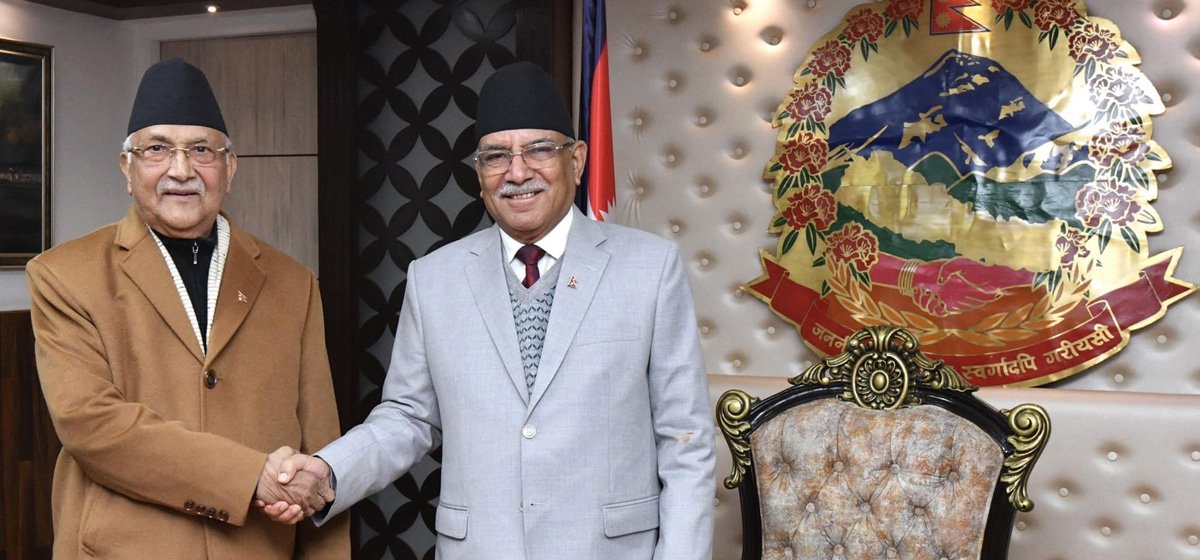 PM Dahal, UML Chairman Oli discuss concluding transitional justice