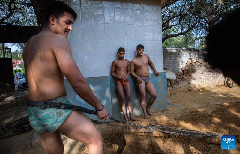 Indian Kushti wrestlers attend training