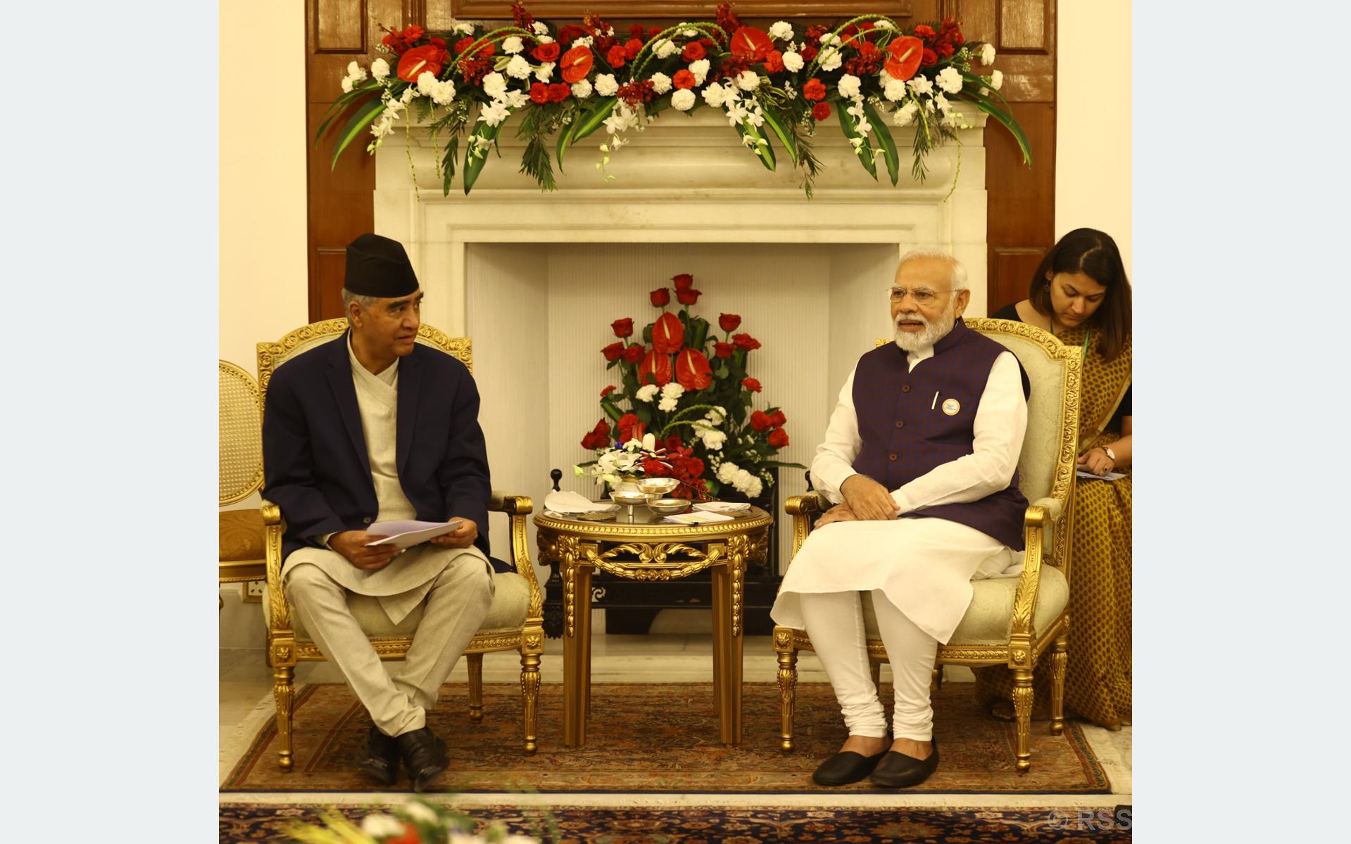 Meeting between PM Deuba and Indian PM Modi