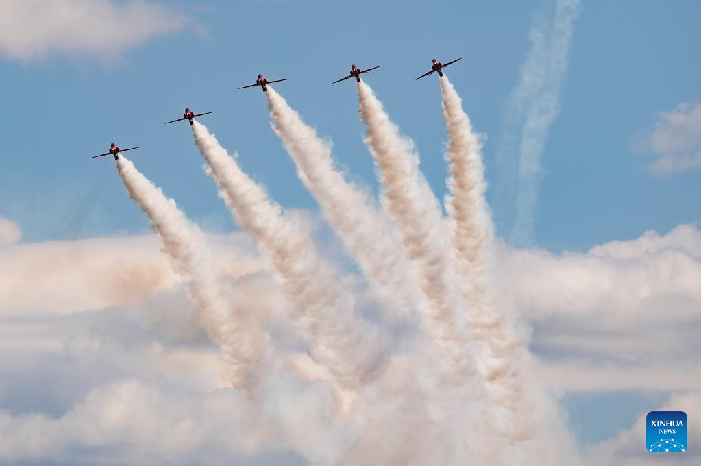 Aerobatic display team performs over Zemunik in Croatia