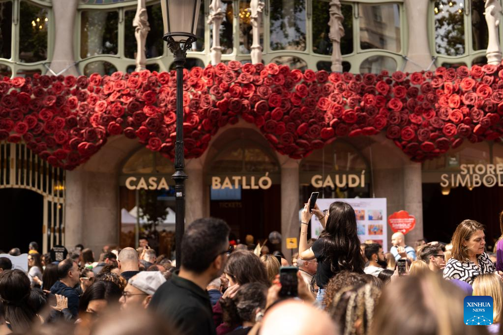 Day of Sant Jordi celebrated in Barcelona, Spain