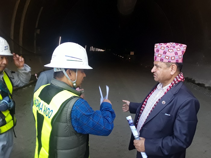 Minister Jwala makes onsite visit to Nagdhunga tunnel