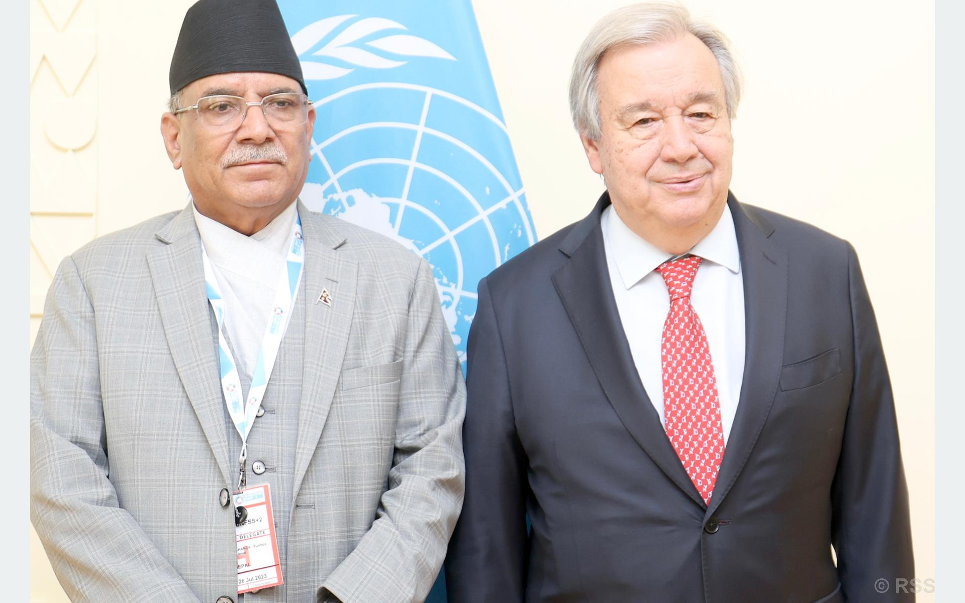 PM Dahal, UN Secretary-General Guterres meet