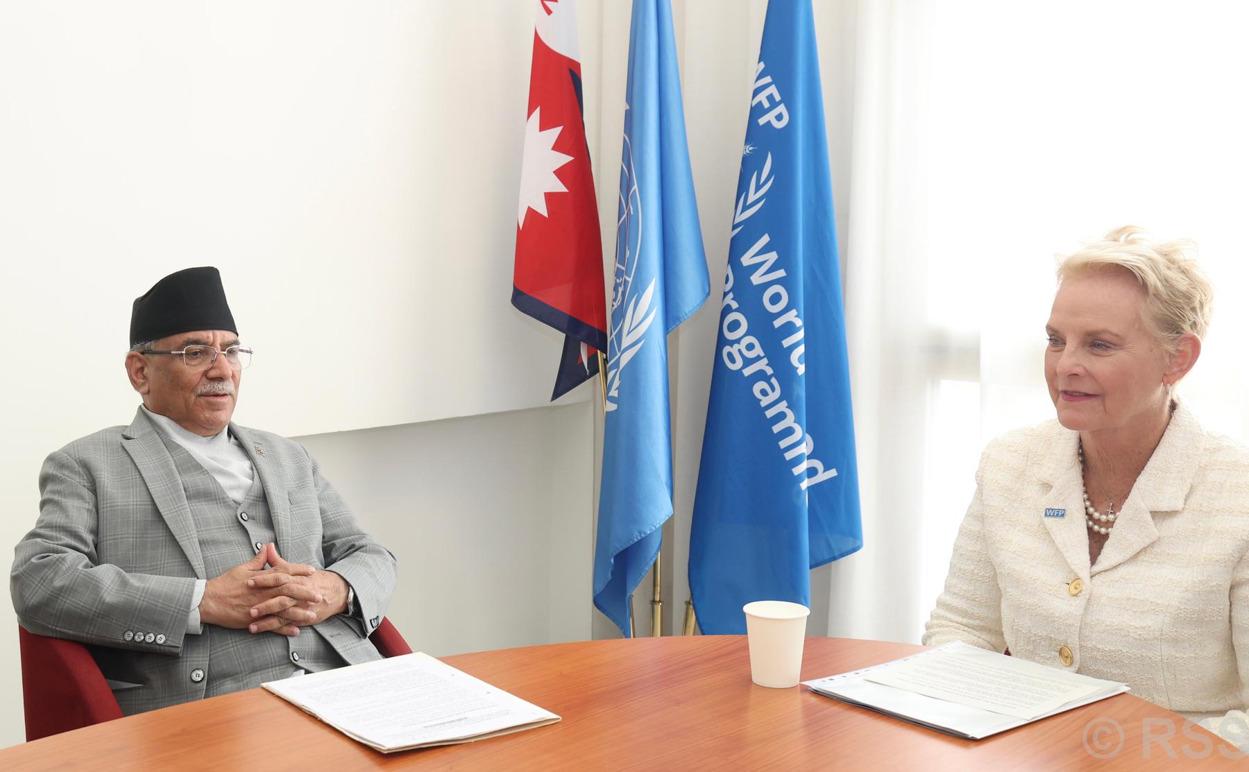 PM Dahal, WFP Executive Director meet