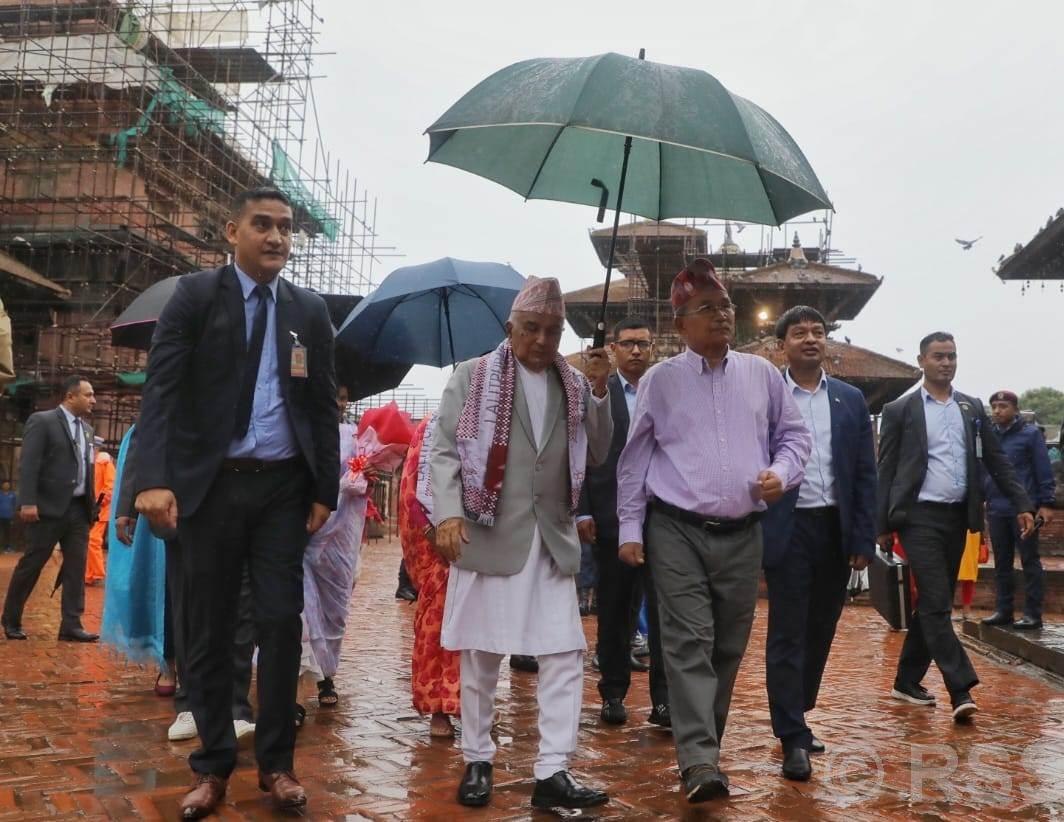 Prez Paudel pays homage to Krishna Mandir