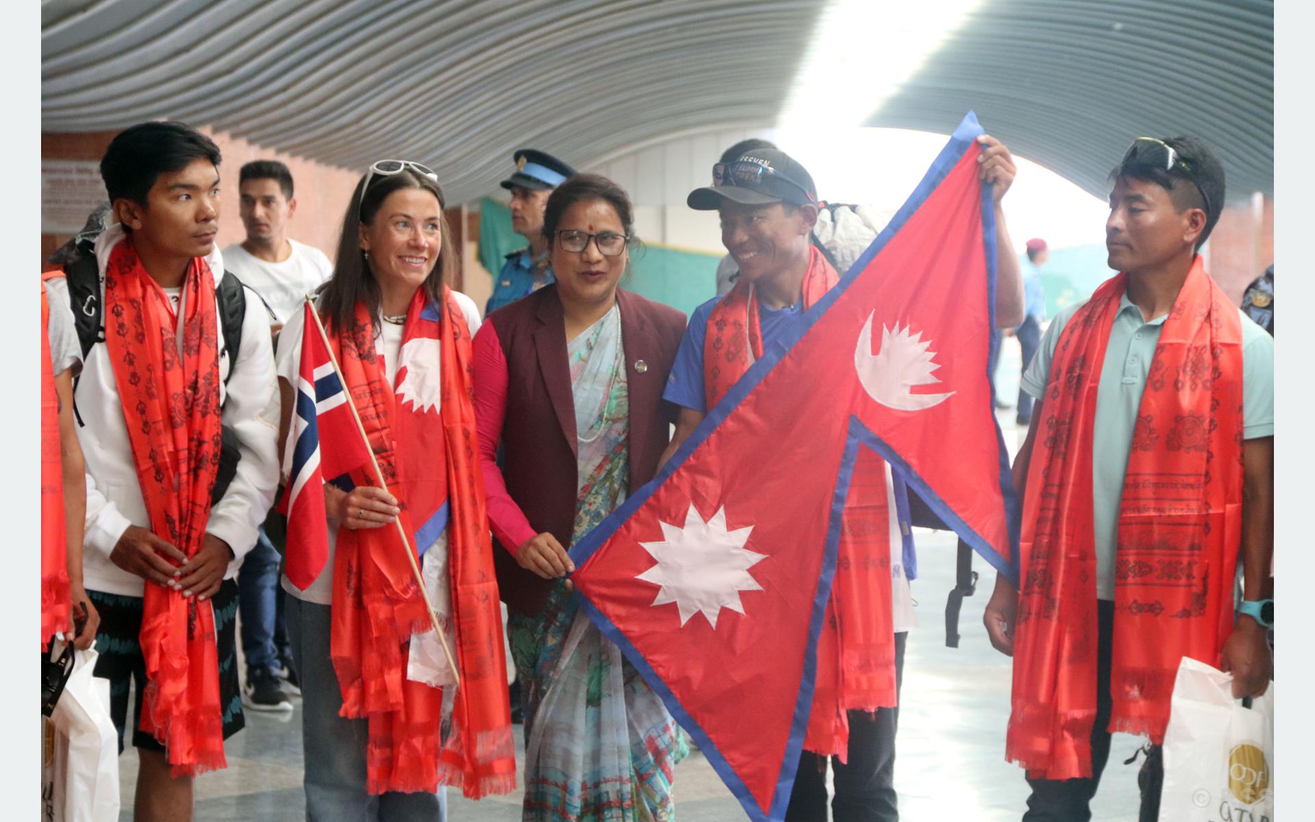 Harila, Sherpa receive grand welcome at TIA