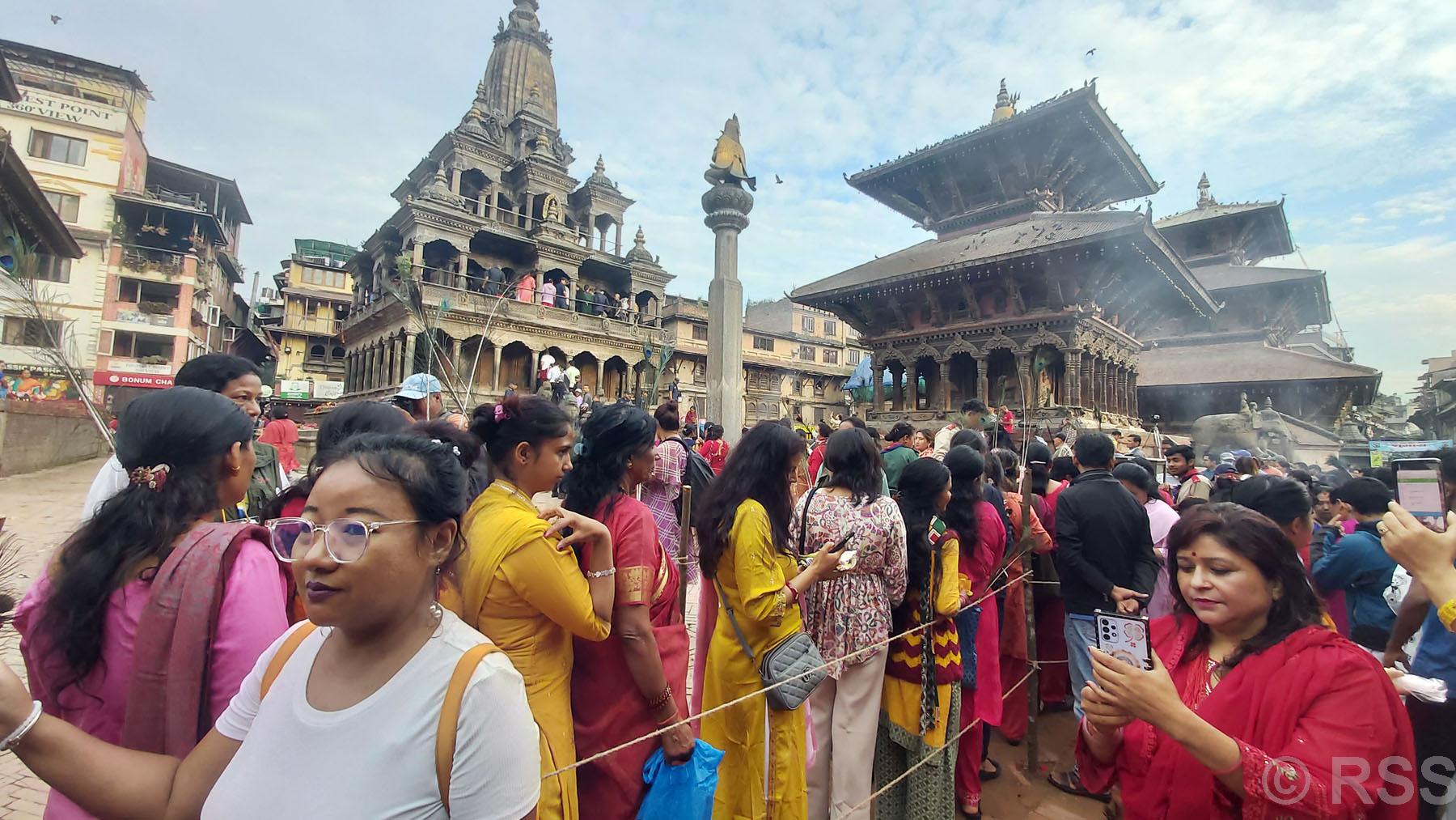 Devotees throng Patan Krishna Mandir