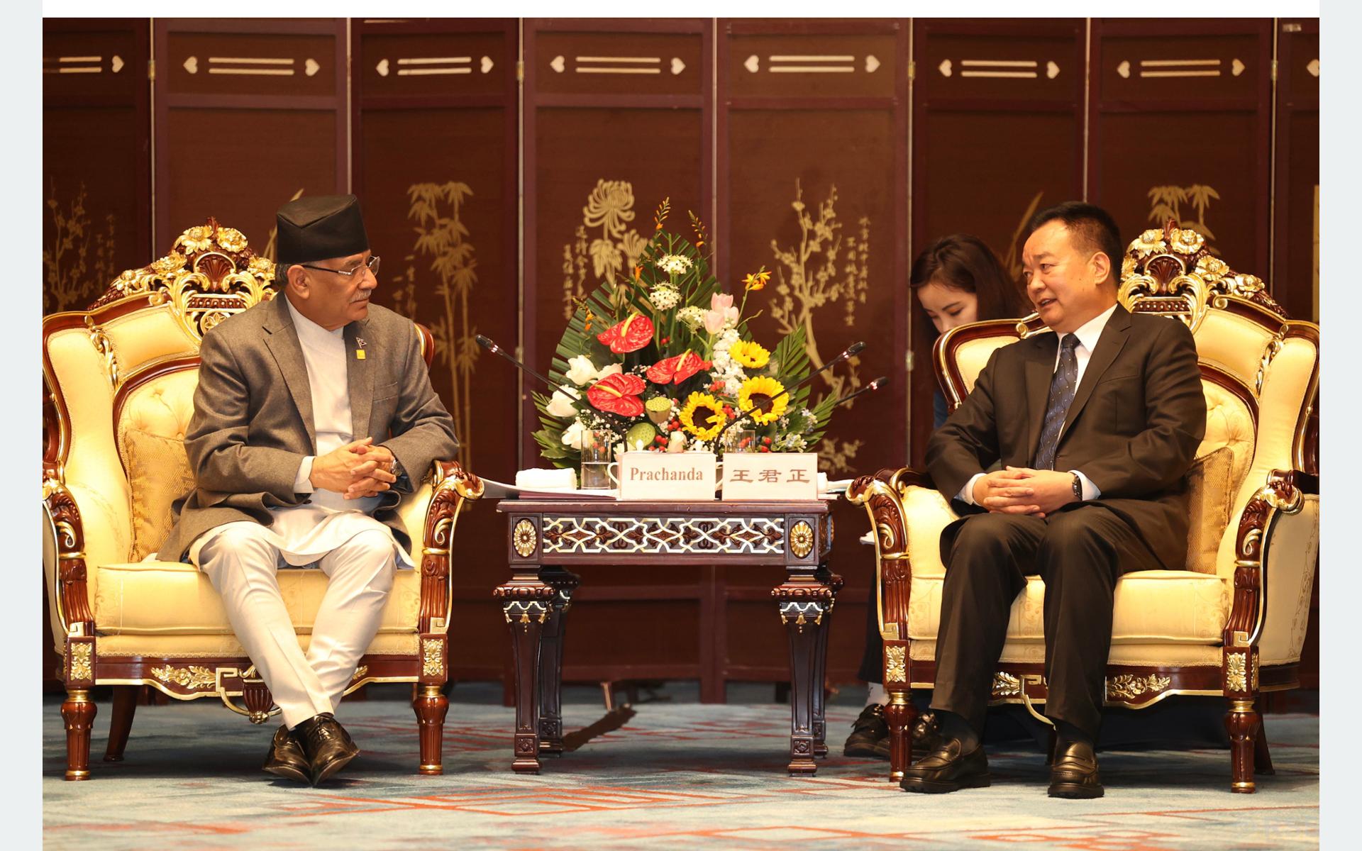 PM Dahal, CPC Secretary Wang meet