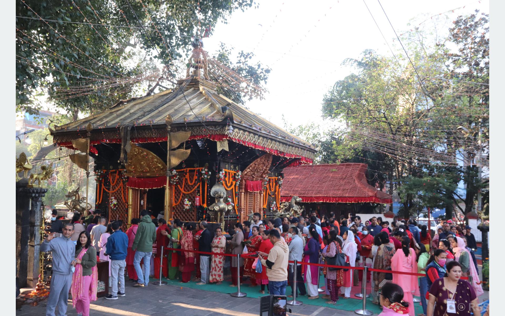 Sixth Day of Bada Dashain: Katyayani Devi being worshipped