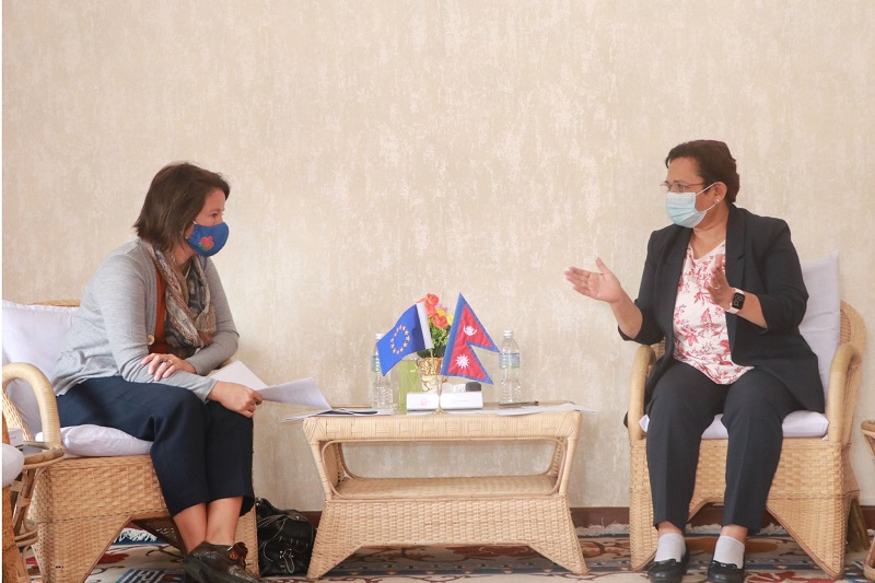 EU Ambassador pays courtesy call on Minister Bhusal