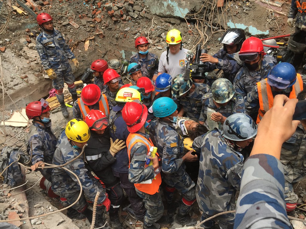 Exercise demonstration by Nepal Army for disaster rescue