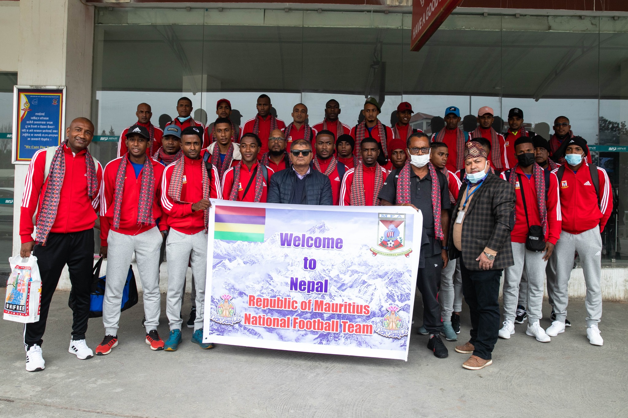 Mauritius football team arrives in Nepal