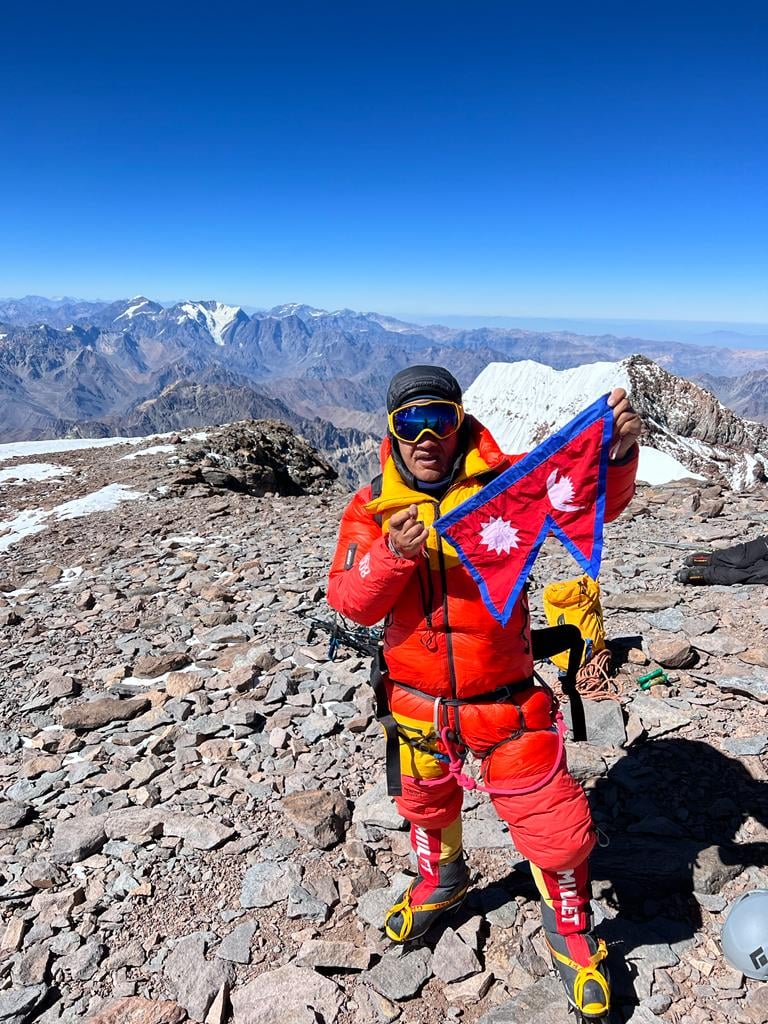 Yeti Airlines Chairman Lakhpa Sonam Sherpa successfully ascends Mt Aconcagua