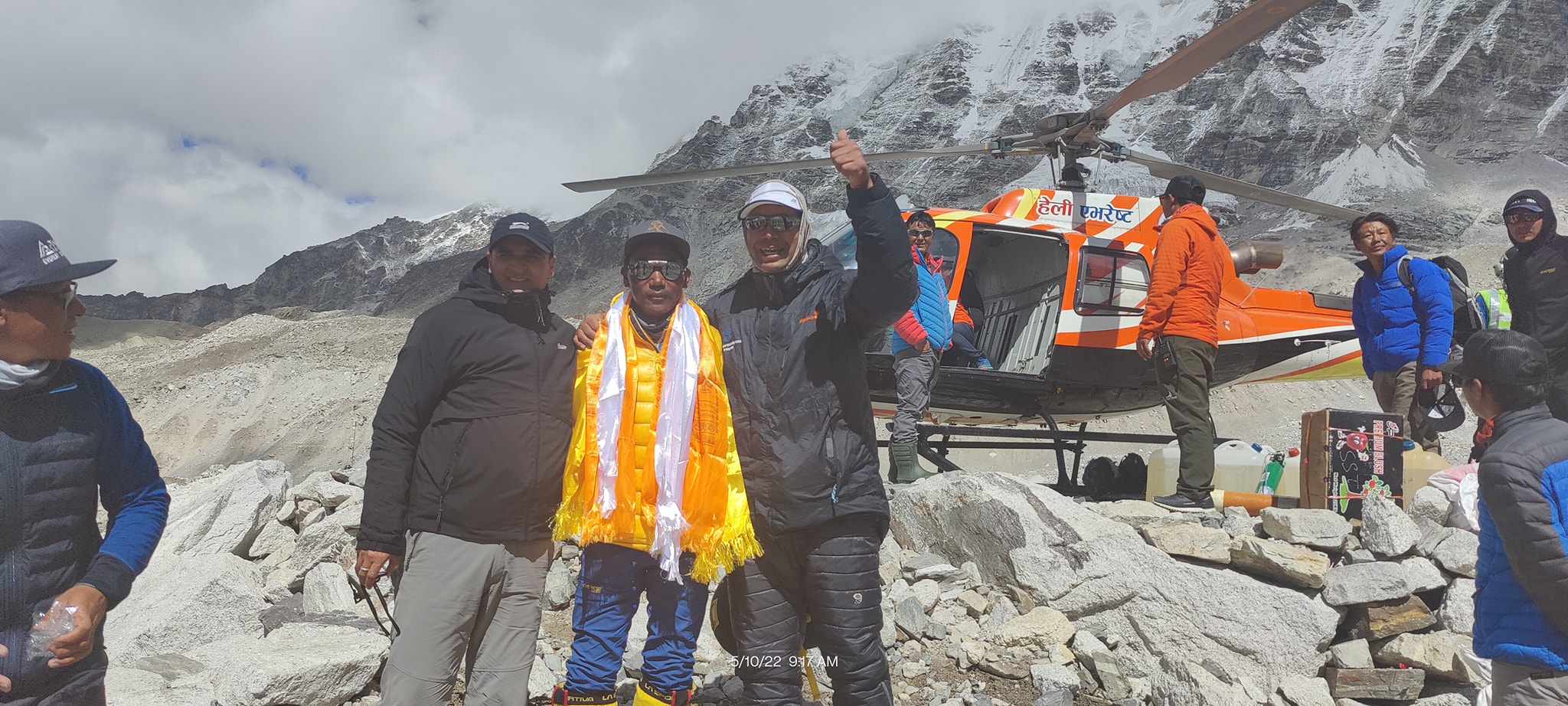 World record holder Kami Rita Sherpa returns to base camp