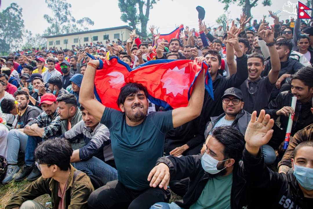 Fans observe Nepal vs Kuwait semi-final cricket match