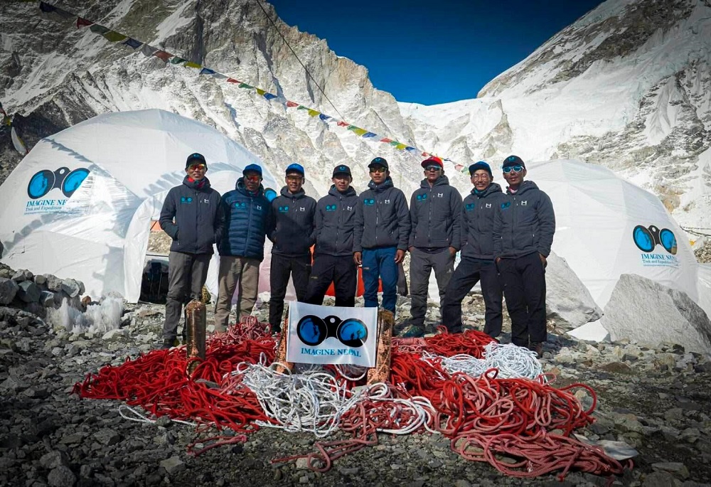 Rope fixing work completed at Everest summit