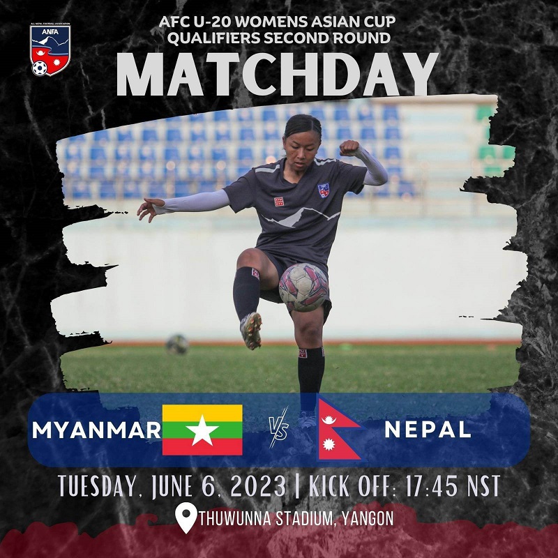 AFC20 Women’s football match between Nepal and Myanmar today