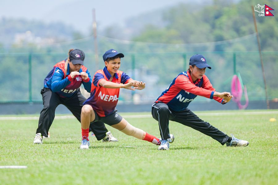 Nepali Women’s National Cricket Team in a closed training