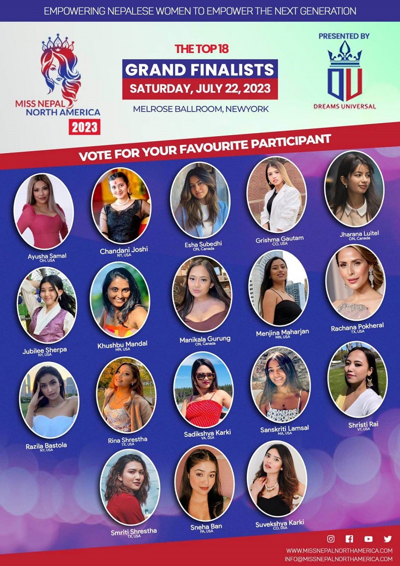 Top 18 finalists of Miss Nepal North America 2023 announced