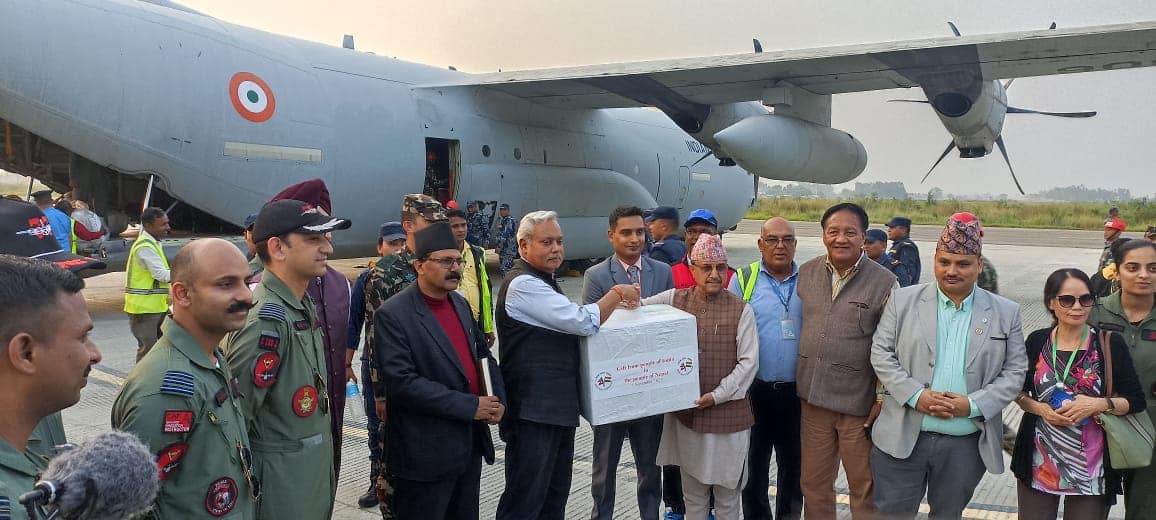 India handing over assistance to Nepal government to earthquake victims