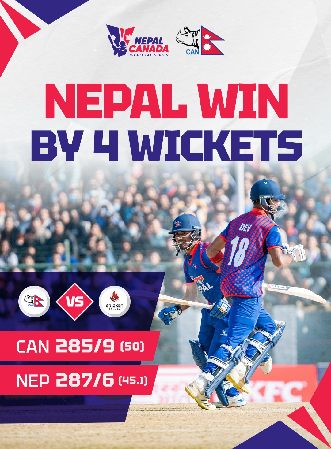 Canada continuously defeated by Nepal