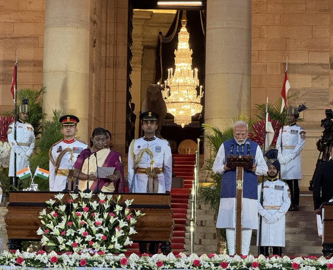 PM Dahal attends Modi’s swearing-in ceremony