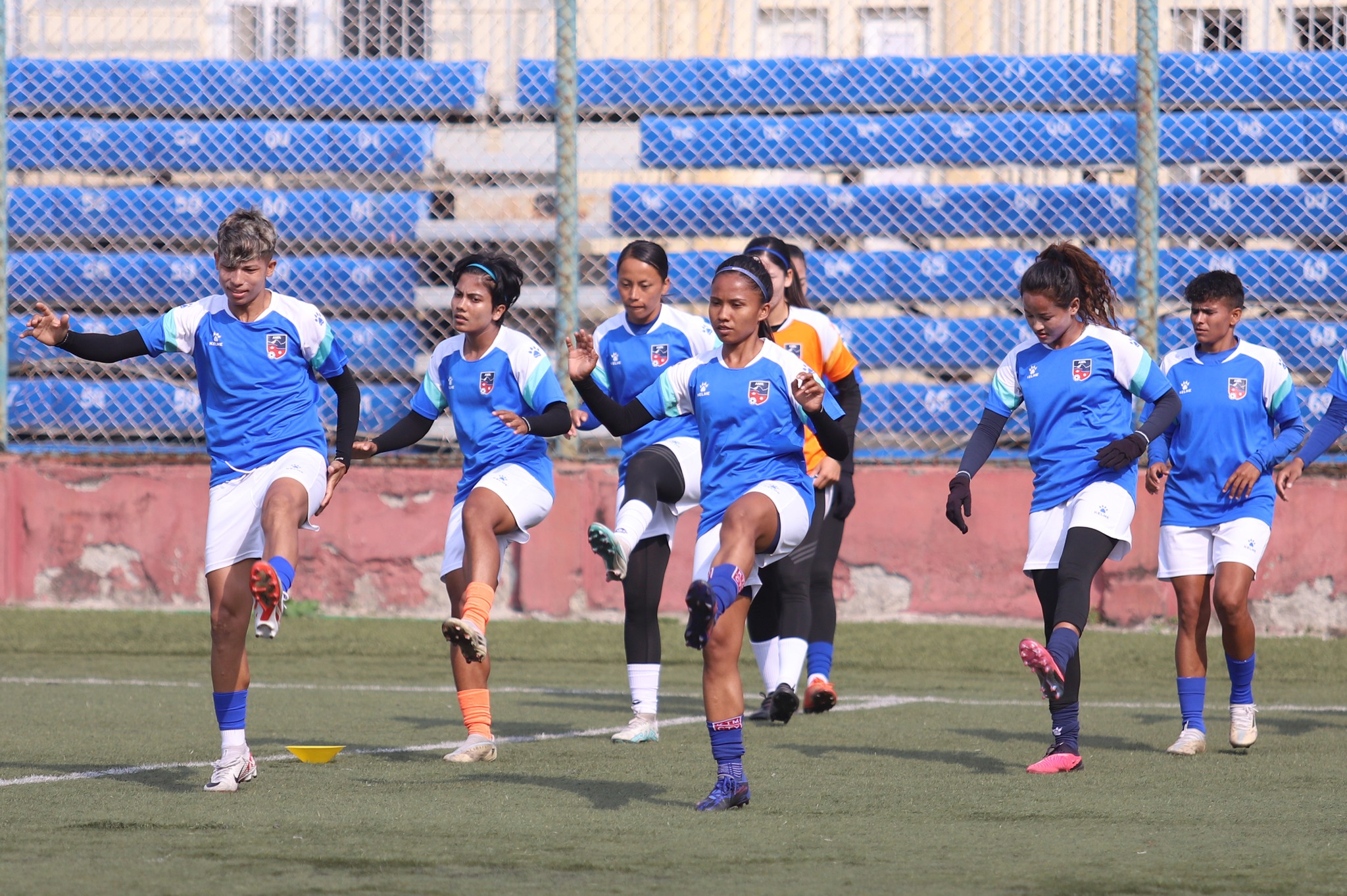 Nepali women’s football team in preparation for the International Women’s Football Tournament