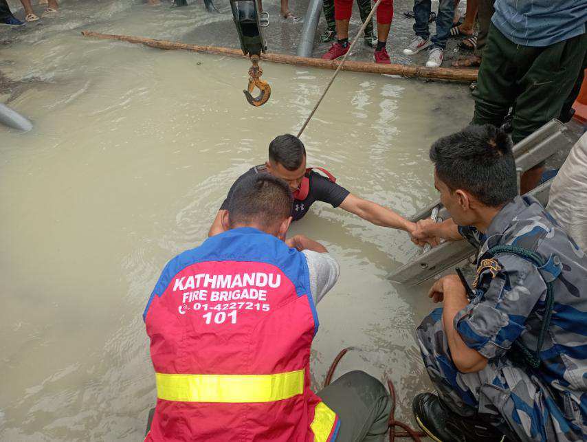 Rescued by rescue team in Kathmandu