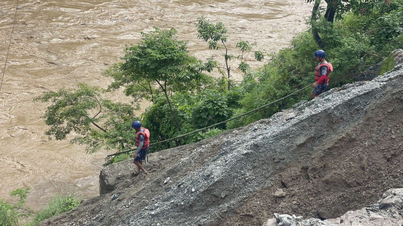 Chitwan landslide: Two buses with dozens of passengers missing in Trishuli river