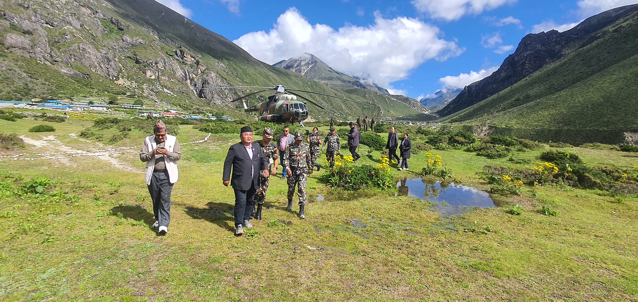 Defense Minister Rai in flood-hit Khumbu, monetary relief distributed