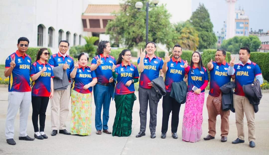 MPs wearing Nepali cricket team jerseys