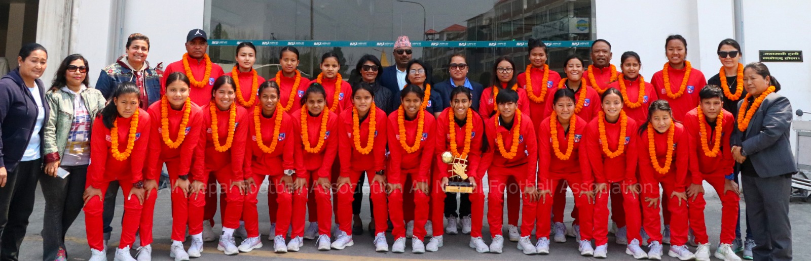 Nepali women’s football team returns home