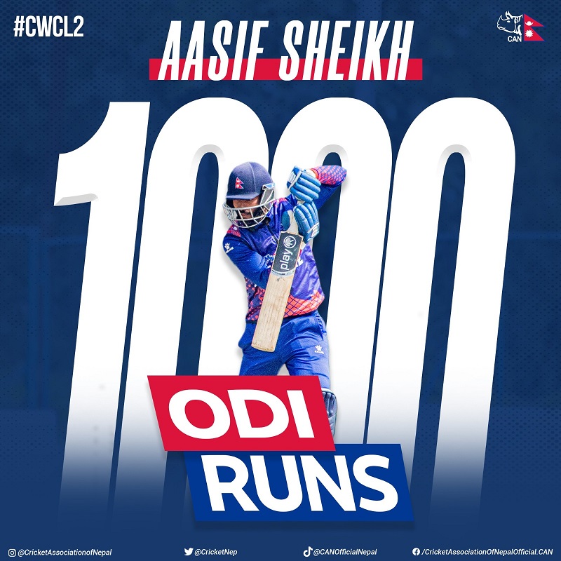 Aasif Sheikh reaches 1000 ODI runs for Nepal