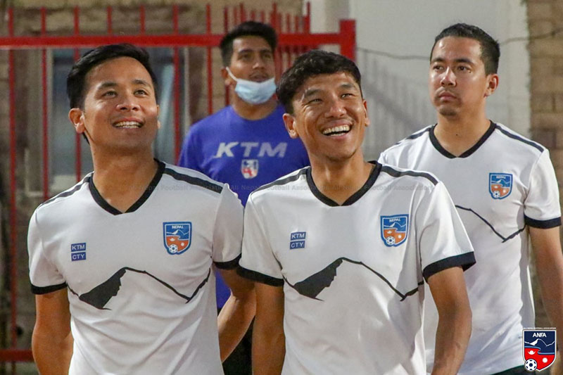 Nepali players practicing before game against Australia