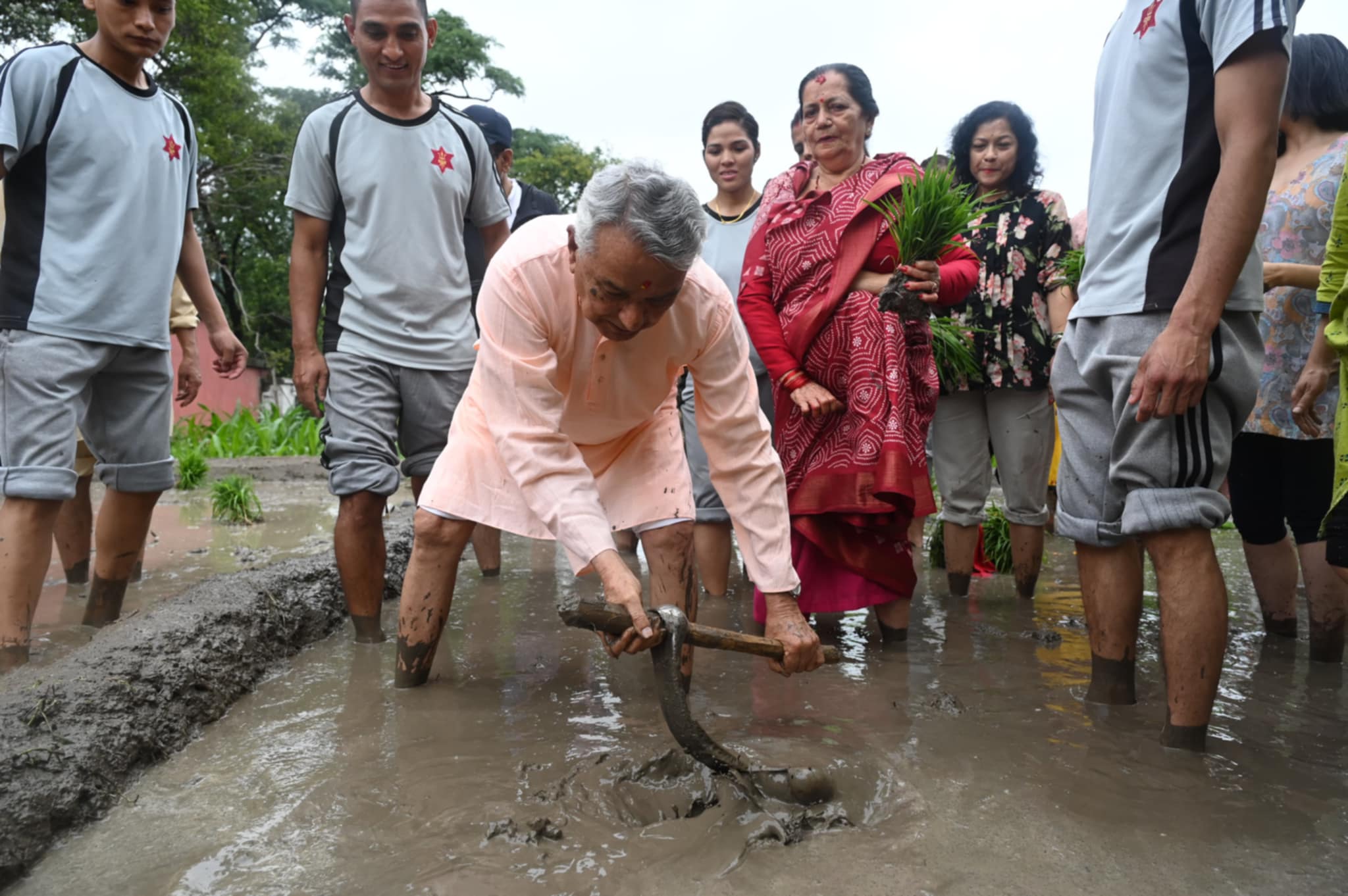 Paddy planting by the President Paudel