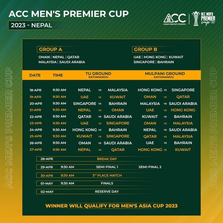 ACC Premier Cup schedule announced