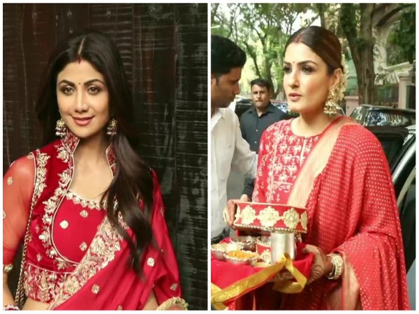 Raveena Tandon, Shilpa Shetty celebrate Karwa Chauth together