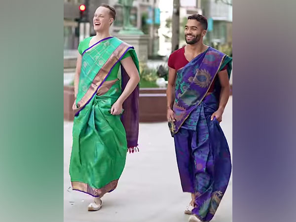 Two men in US don sarees for their friend’s wedding