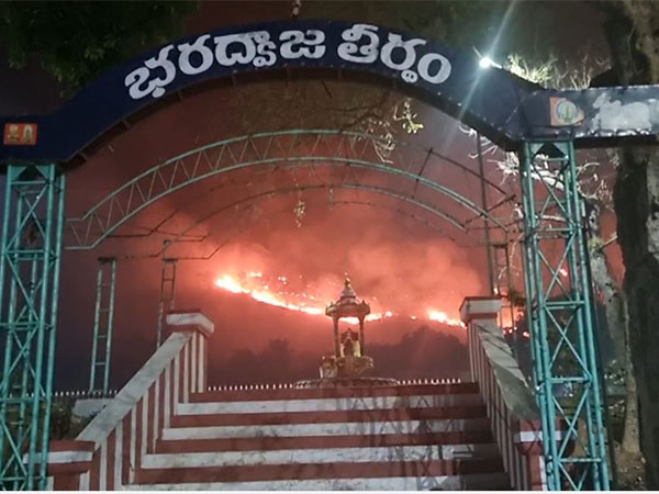 Forest fire at Kailasagiri hills reach near Srikalahasti temple